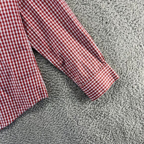 Peter England Shirt Men's 44 Extra Large Red Blue Gingham Check Plaid Slim Fit - Picture 3 of 10